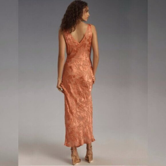 NWT Rollas Anthropologie Eliza Peach Sheer Midi/Maxi Dress - Picture 3 of 13